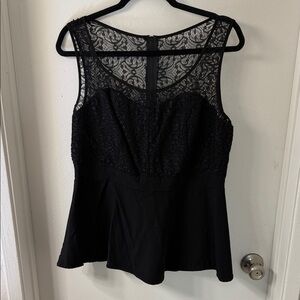 Torrid Black Lace Peplum Top-NWOT